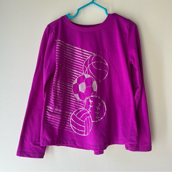 🌼 5/$25 Athletic Works Long Sleeve Sports Graphic Tee Pink Purple Size XS 4-5 - Picture 1 of 8